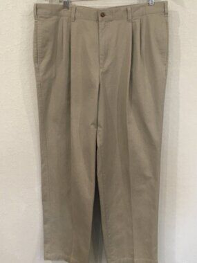 Farah Men 38x30 Pant Beige Dress Pleated Tapered 100% Cotton Career Minimalist
